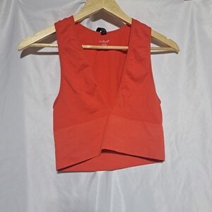 Out From Under Urban Outfitters Deep V Ribbed Crop Size LG - Orange‎